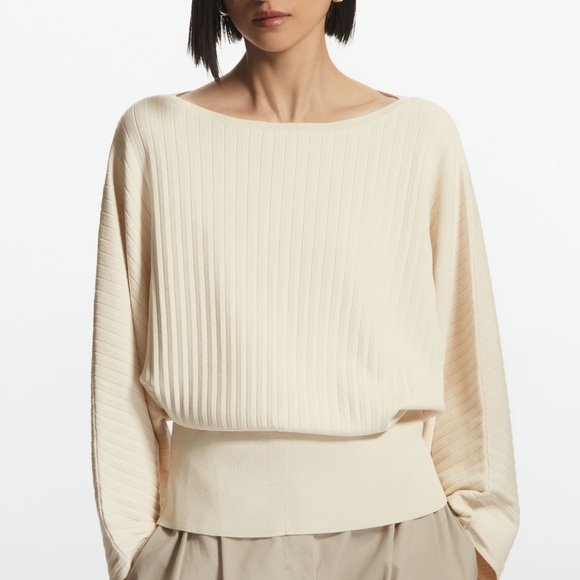 COS Off-White Ribbed Knit Top - Picture 3 of 6